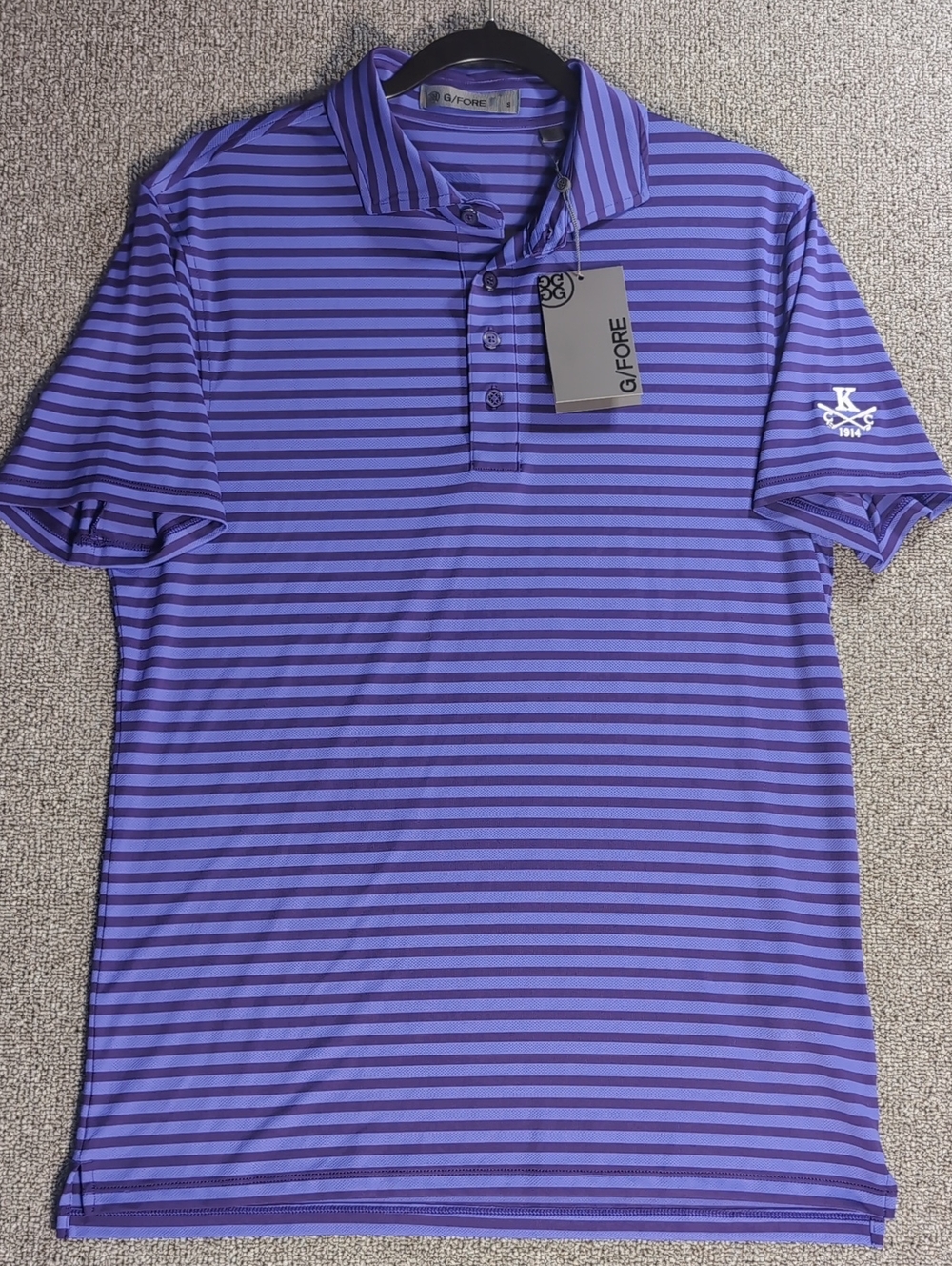 NWT G/FORE Baja Perforated Stripe Tech Jersey Polo Knickerbocker Country Club S